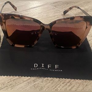 Diff Becky II Polarized Cream Tortoise Pink Mirror Sunglasses